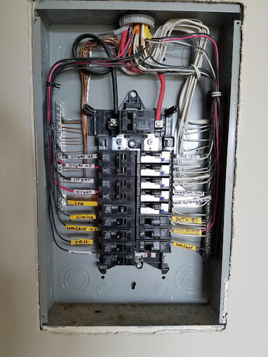 electrical panel installation with labelling